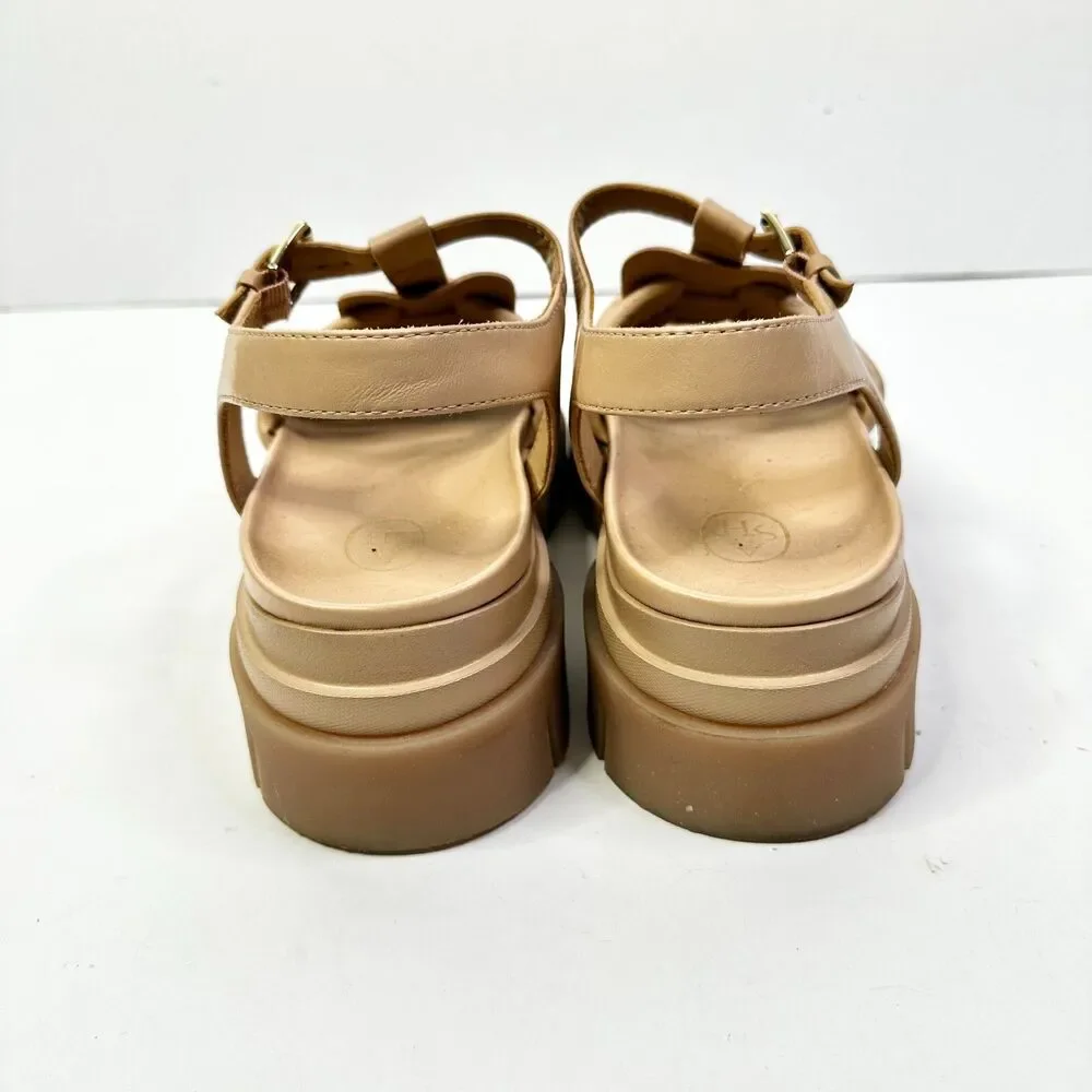 Ash Sandals Women 10 Beige Sirena NEW  Leather Platform Chunky Shoes Athleisure - Picture 5 of 8